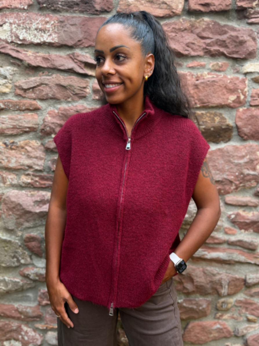 Strickweste mit Zwei-Wege-Zipper