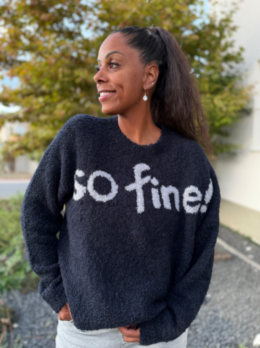 Strickpullover mit Aufschrift